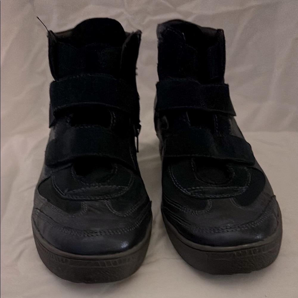 GEOX Black-Blue High-Top Sneakers with Velcro Straps and Zipper